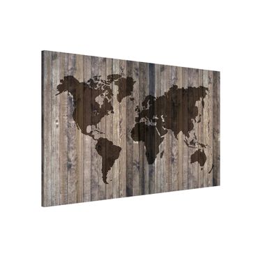 Lavagna magnetica - Wood World Map - Formato orizzontale 3:2