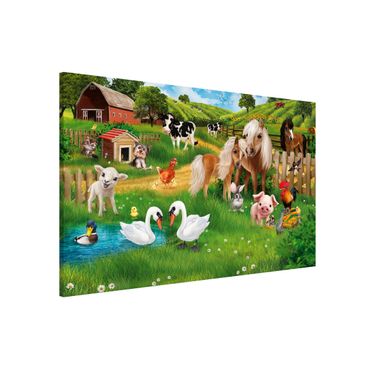 Lavagna magnetica per bambini - Animal Club International - Animali nella fattoria - Formato orizzontale 3:2