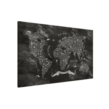 Lavagna magnetica - Chalk Typography World Map - Formato orizzontale 3:2