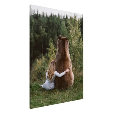 Lavagna magnetica - Ragazza Con Brown Bear - Formato verticale 2:3