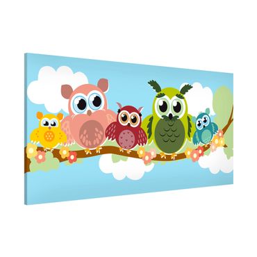 Lavagna magnetica - No.CG216 Owl Family - Panorama formato orizzontale