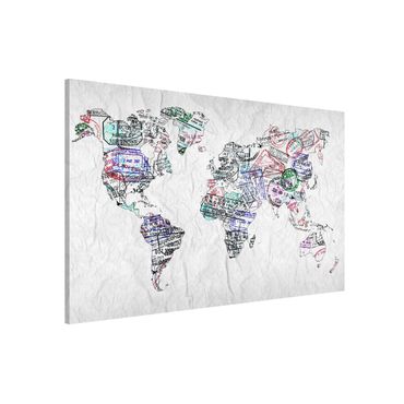Lavagna magnetica - Passport Stamp World Map - Formato orizzontale 3:2