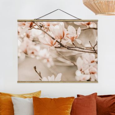 Foto su tessuto da parete con bastone - Ramo di magnolia in stile vintage - Orizzontale 4:3