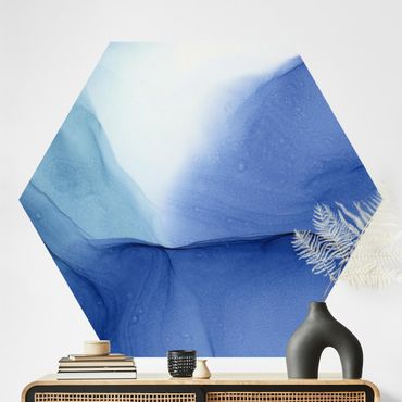 Carta da parati esagonale adesiva con disegni - Mélange di inchiostro blu