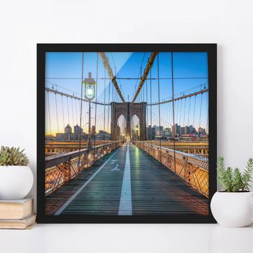 Poster con cornice - Al mattino vista del ponte di Brooklyn