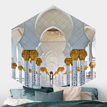 Carta da parati esagonale adesiva con disegni - Moschea ad Abu Dhabi