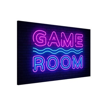 Lavagna magnetica - Scritta al neon Game Room - Orizzontale 3:2