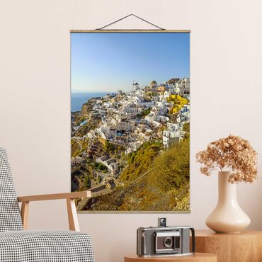 Foto su tessuto da parete con bastone - Oia a Santorini - Verticale 2:3