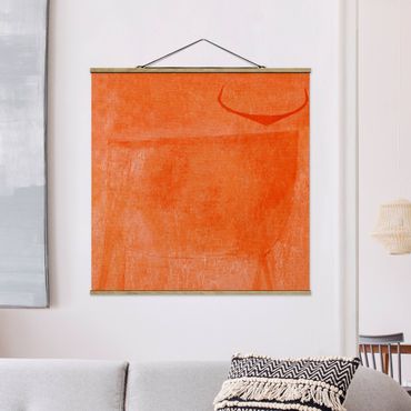 Foto su tessuto da parete con bastone - Toro arancione - Quadrato 1:1