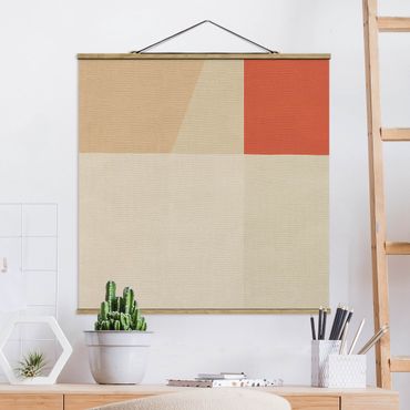 Foto su tessuto da parete con bastone - Quadrato arancione su beige - Quadrato 1:1