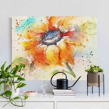 Quadro su tela naturale - Painted Sunflower - Formato orizzontale 4:3