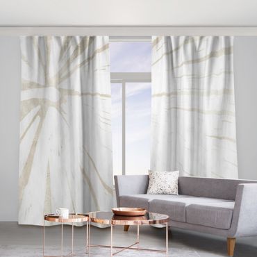 Tenda - Silhouette di foglia di palma su lino