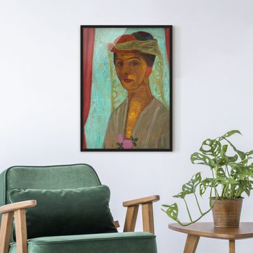 Poster con cornice - Paula Modersohn-Becker - Self-Portrait With A Hat And Veil - Verticale 4:3