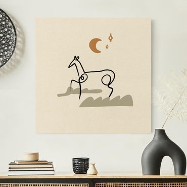 Quadro su tela naturale - Interpretazione di Picasso - Il cavallo - Quadrato 1:1