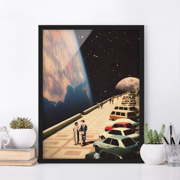 Poster con cornice - Collage retrò - Passeggiata spaziale