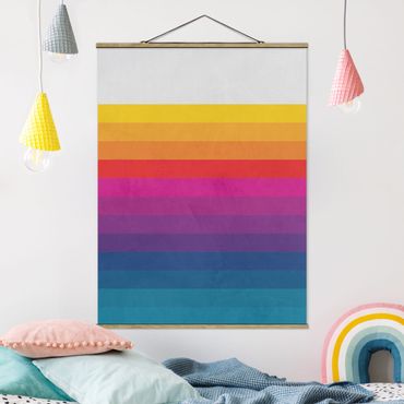 Foto su tessuto da parete con bastone - Righe arcobaleno rétro - Verticale 3:4