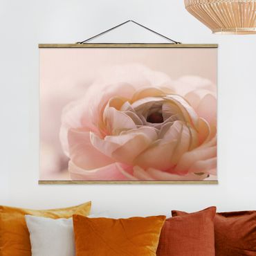 Foto su tessuto da parete con bastone - Focus su fioritura rosa - Orizzontale 4:3