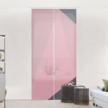 Tenda scorrevole set - Geometria rosa trasparente - Pannello