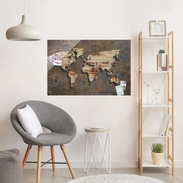Quadro in vetro - Stainless World Map - Orizzontale 3:2