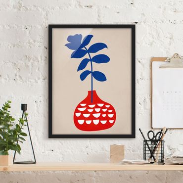 Poster con cornice - Vaso di fiori rosso