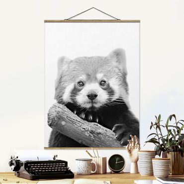 Foto su tessuto da parete con bastone - Panda rosso in bianco e nero - Verticale 3:4
