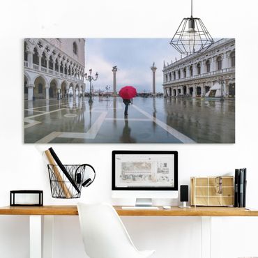 Stampa su tela - Ombrello rosso a Venezia
