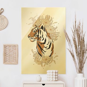 Quadro in vetro - Animali del safari - Ritratto di tigre - Formato verticale