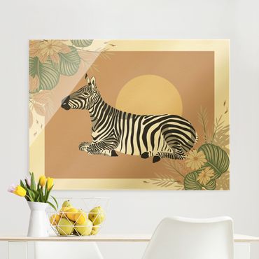 Quadro in vetro - Animali del safari - Zebra al tramonto - Formato orizzontale