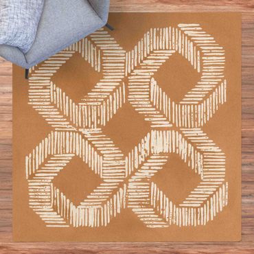 Tappetino di sughero - Geometria moderna color sabbia II - Quadrato 1:1
