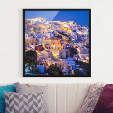 Poster con cornice - Santorini di notte