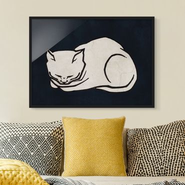 Poster con cornice - Illustrazione di gatto che dorme