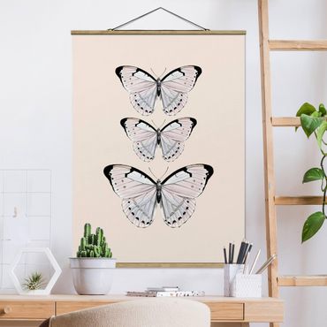 Foto su tessuto da parete con bastone - Farfalla su beige - Verticale 3:4