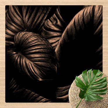 Tappetino di sughero - Botanica Hosta in bianco e nero - Quadrato 1:1