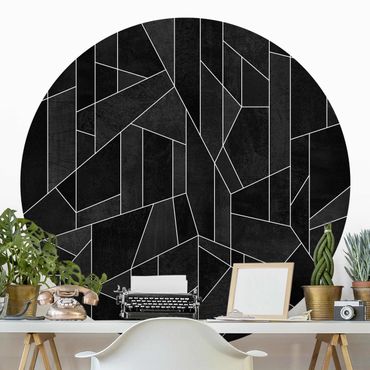 Carta da parati rotonda autoadesiva - Elisabeth Fredriksson - acquarello geometrici in bianco e nero