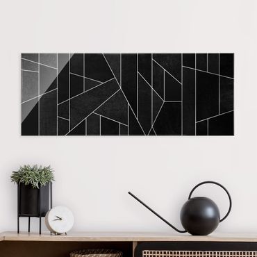 Quadro in vetro - Geometria in acquerello bianco e nero - Panorama