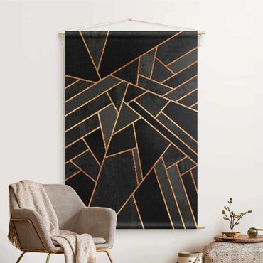 Arazzo da parete - Triangoli neri con oro
