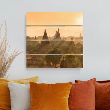 Stampa su legno - Tramonto su Bagan