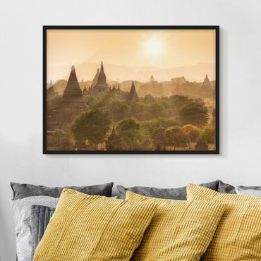 Poster con cornice - Tramonto su Bagan.