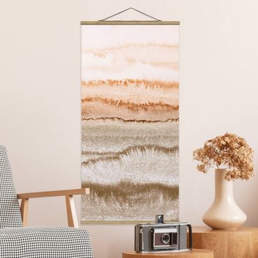 Foto su tessuto da parete con bastone - Gioco di colori fragore delle onde in seppia - Verticale 1:2