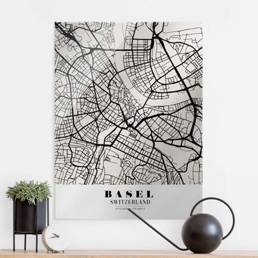 Quadro in vetro - Basel City Map - Classic - Verticale 3:4