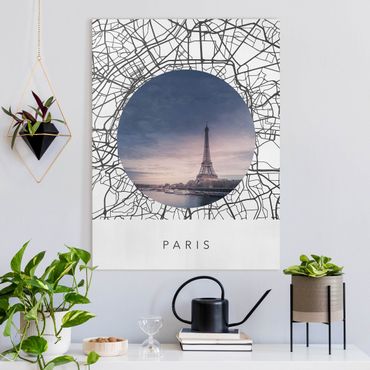 Quadro su tela - Collage mappa di Parigi