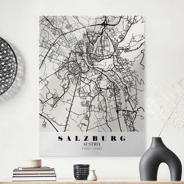 Quadro in vetro - Salzburg City Map - Classic - Verticale 3:4