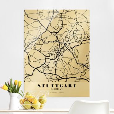 Quadro in vetro - Stuttgart City Map - Classic - Verticale 3:4