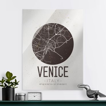 Quadro in vetro - Venice City Map - Retro - Verticale 3:4