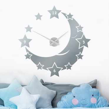 Adesivo murale orologio - Stelle e la luna