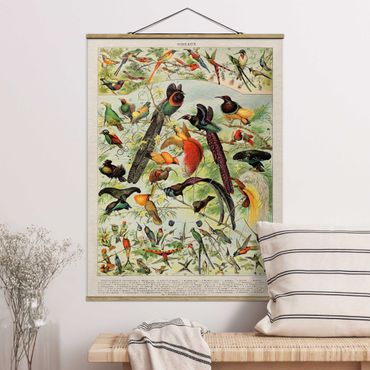 Foto su tessuto da parete con bastone - Uccelli da tavolo d'epoca del paradiso - Verticale 4:3