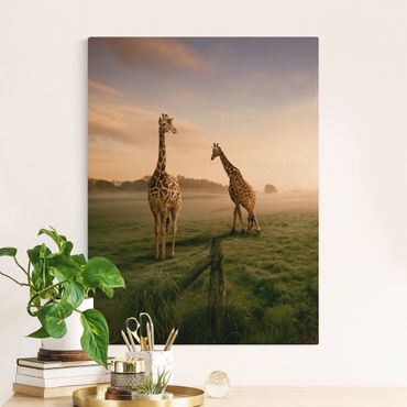 Quadro su tela naturale - Surreal Giraffes - Formato verticale 3:4