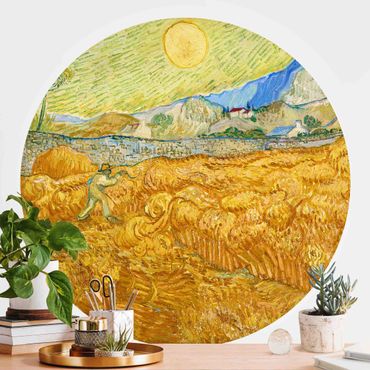 Carta da parati rotonda autoadesiva - Vincent van Gogh - Campo di grano con Reaper