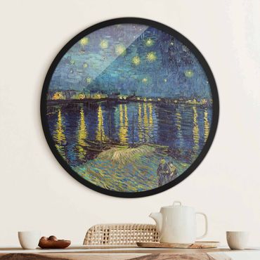 Quadro rotondo incorniciato - Vincent van Gogh - Notte stellata sul Rodano
