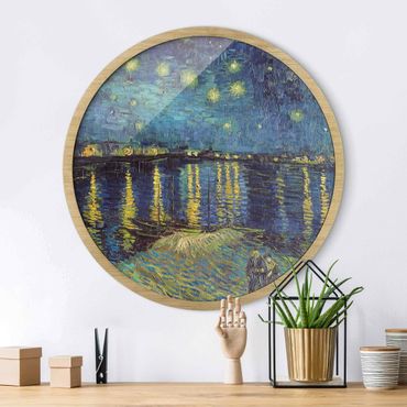 Quadro rotondo incorniciato - Vincent van Gogh - Notte stellata sul Rodano